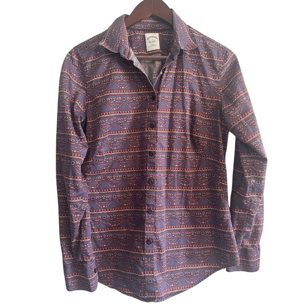 Brooks Brothers Women's Long Sleeve Western Collared Patterned Button Down Shirt
